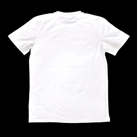 White Tee with Royal Blue Foil Signature Logo